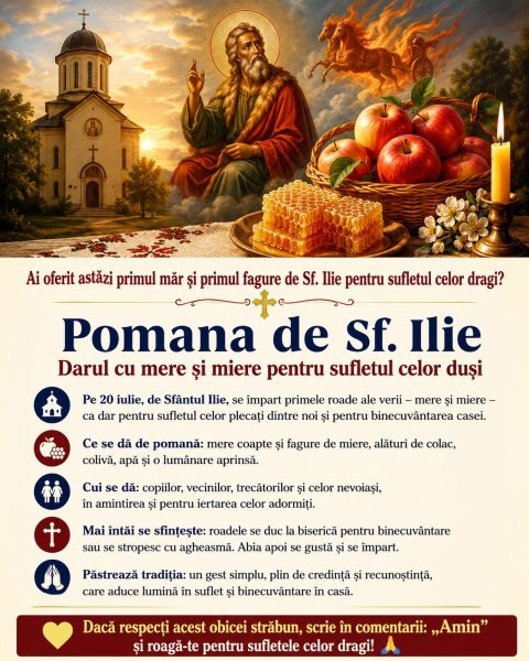 De Sf. Ilie se dădea de pomană primul măr și primul fagure din an. Iată cum se făcea!