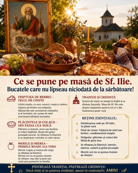 Ce se pune pe masă de Sf. Ilie. Bucatele care nu lipseau niciodată de la sărbătoare!