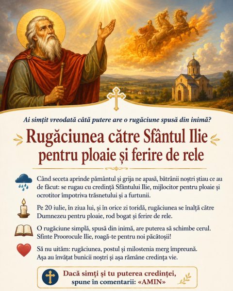 Rugăciunea către Sfântul Ilie pe care o rosteau bătrânii pentru ploaie și ferire de rele