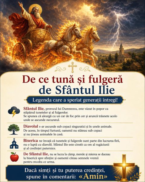 De ce tună și fulgeră de Sfântul Ilie. Iată legenda care a speriat generații întregi!