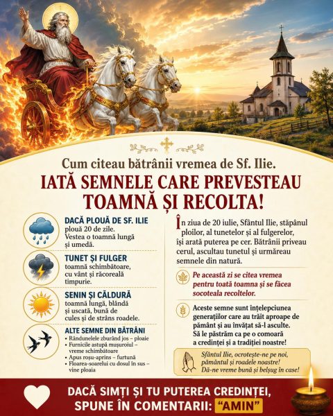 Cum citeau bătrânii vremea de Sf. Ilie. Iată semnele care prevesteau toamnă și recolta!