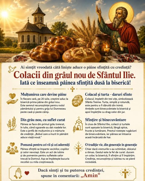 Colacii din grâul nou de Sfântul Ilie. Iată ce înseamnă pâinea sfințită dusă la biserică!